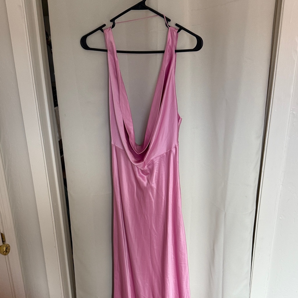 Michael Lo Sordo Silk Drape Front Maxi Dress Pink Us 8 Formal Wedding Guest — image 5 of 8